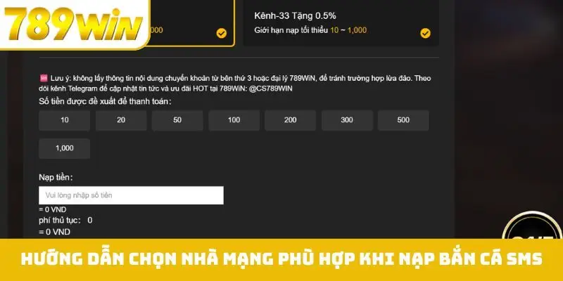 Hướng dẫn chọn nhà mạng phù hợp khi nạp bắn cá SMS
