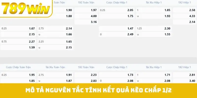 Mô tả nguyên tắc tính kết quả kèo chấp 1/2